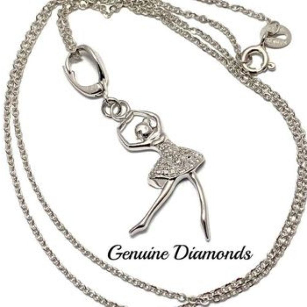 Tiny Dancer Charm with Necklace Platinum over SS